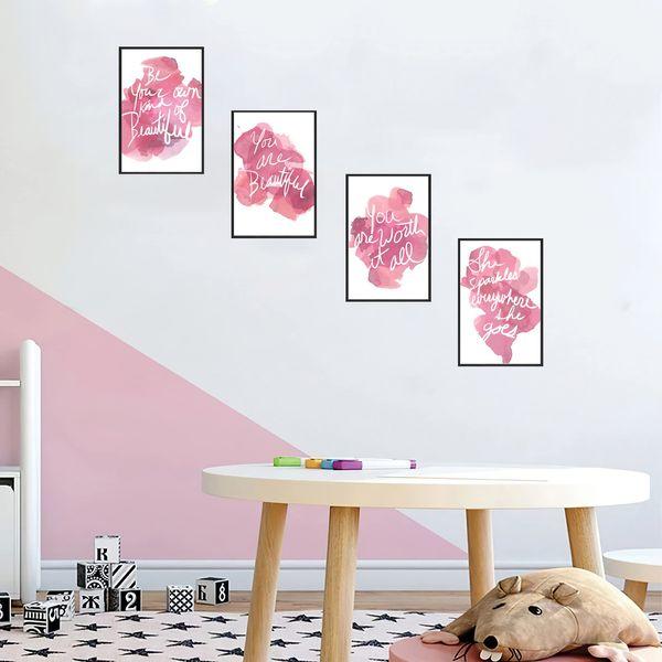 Set of 3 Framed Motivational Wall Art Pink Flamingo Quote for Living Room Home Decor, Canvas Painting Posters Print Pictures for Girl Room Office Kids Bedroom Home Decoration 4