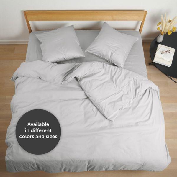 Blumtal Grey Bedding Single Duvet Cover Set - 100% Cotton Sateen like Egyptian Cotton Duvet Covers, 400 Thread Count Bedding, 50 x 75 cm Pillow Case and Zips, 135 x 200 cm, Grey 3