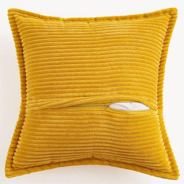 MIULEE Corduroy Cushion Covers Soft Decorative Square Throw Pillow Covers for Spring Cushion Soft Pillowcase Striped Corduroy Cushion Covers Pack of 2 for Home decor Sofa 40x40cm, Ginger 2