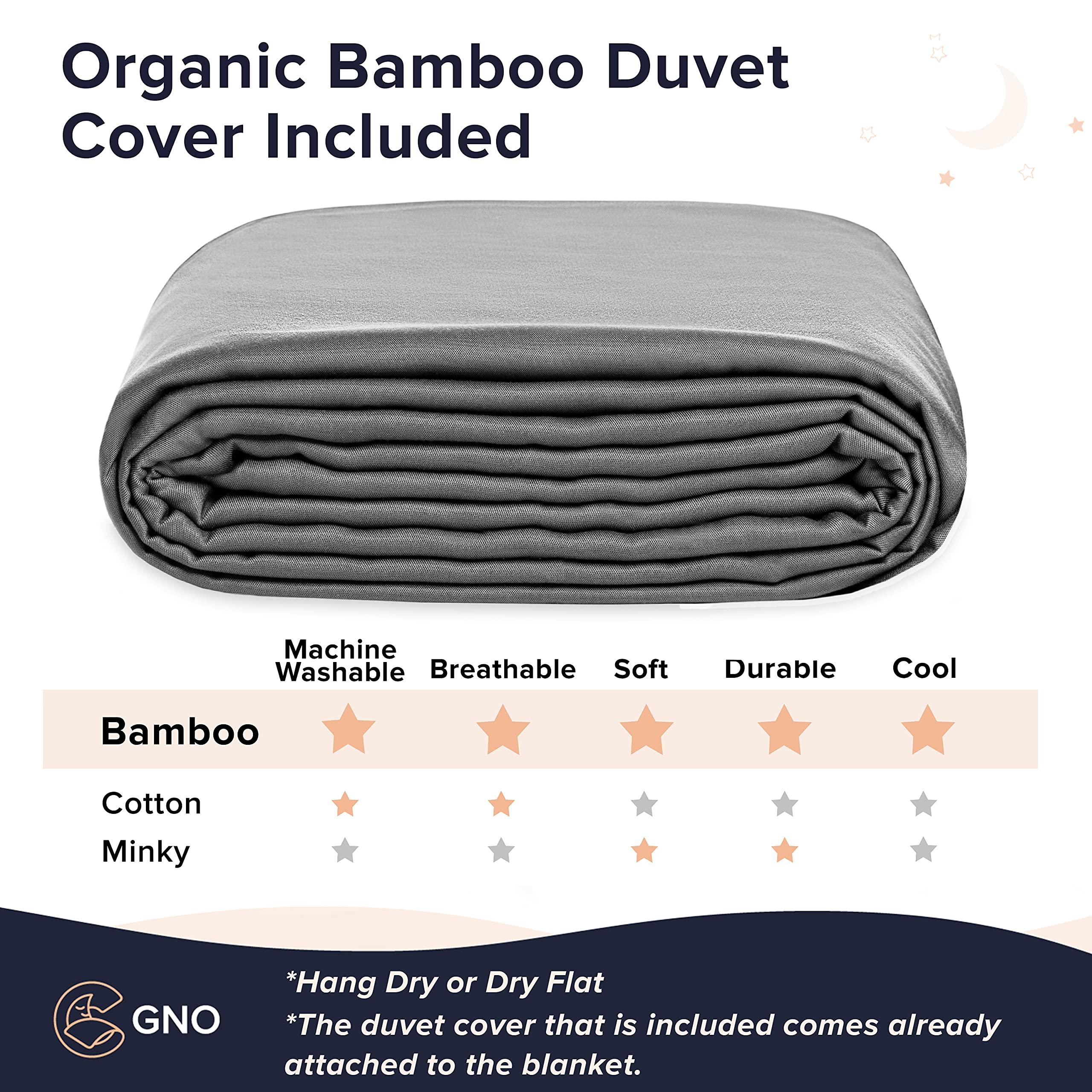 GnO Weighted Blanket for Adult & Removable Bamboo Washable Cover | 7KG (15lbs) | 150 x 200 cm | Double or King Size Bed | 100% Organic Cotton Heavy Blanket | Helps With Anxiety & Insomnia - Dark Gray 2