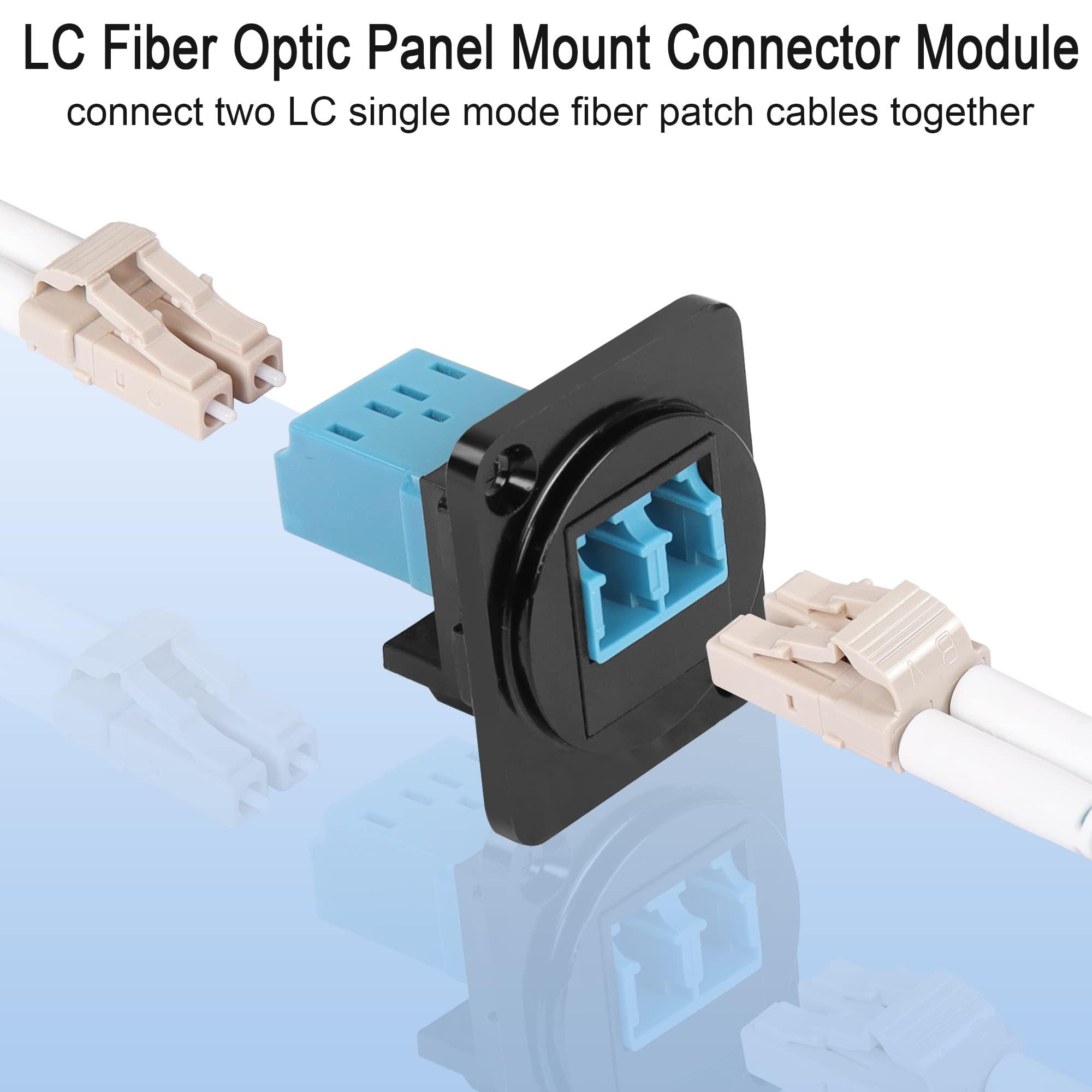 QIANRENON LC Fiber Panel Mount Adapter LC Fiber Optic Connector Socket LC Fiber Coupler Module. XLR Panel/D-Panel Mount, for Fibre Optic Network LAN Integrated Cabling 2