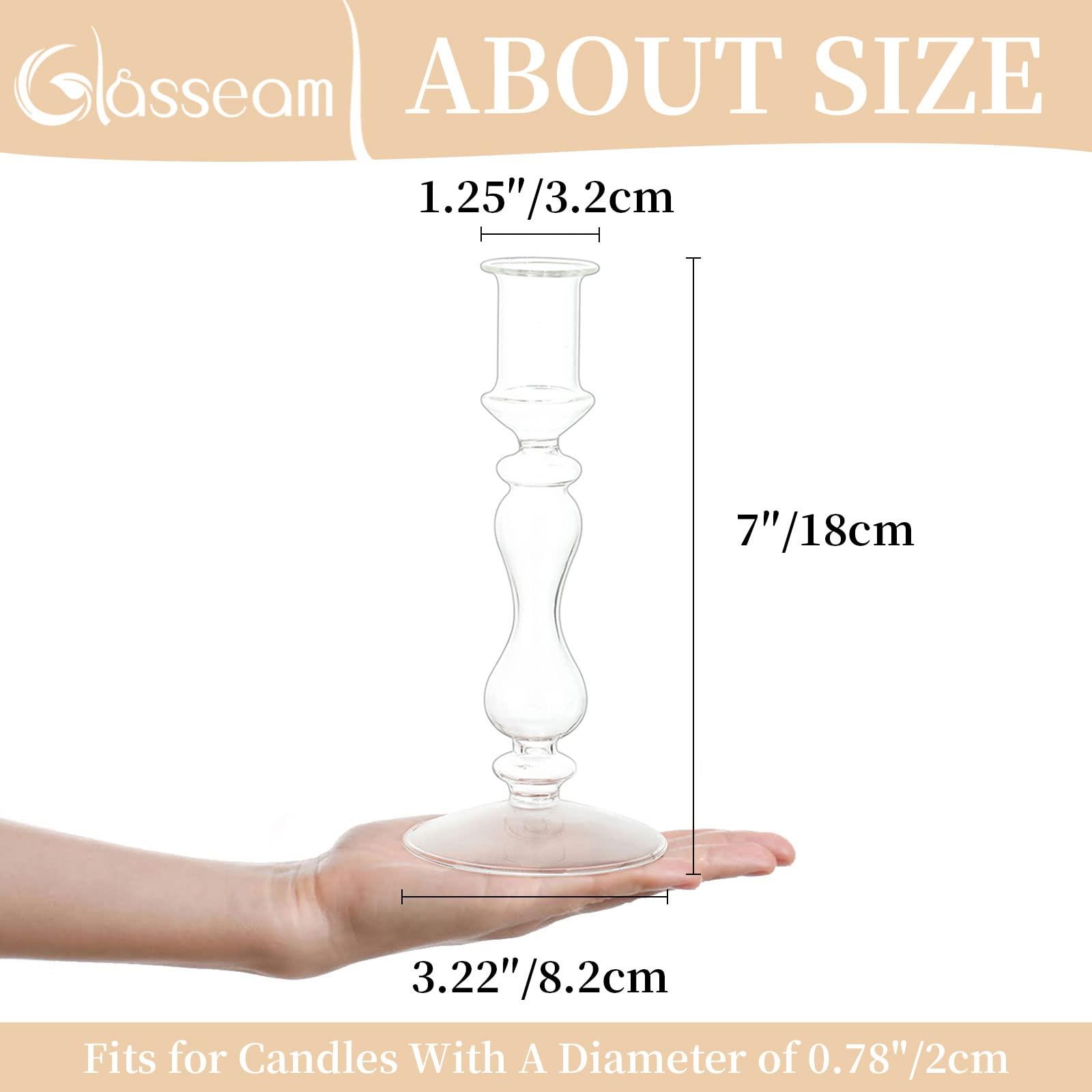 Clear Glass Taper Candle Holders 4 Pcs Candlestick Holders Christmas Halloween Centerpieces Fits for Ø 2.2cm Taper Candles for Home Decorations Wedding Valentines Party Table Centrepiece 4