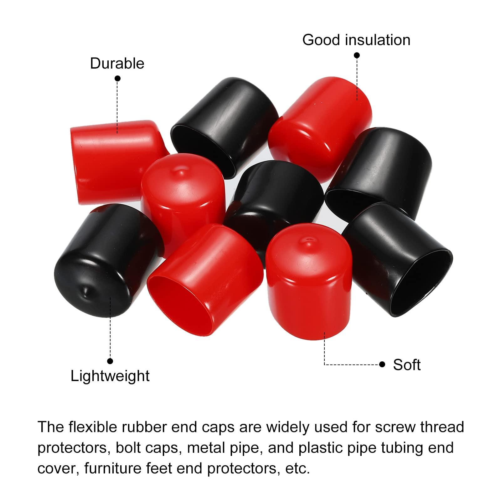 sourcing map 10pcs Rubber End Caps Cover Assortment 28mm PVC Vinyl Screw Thread Protector for Screw Bolt, Black Red 8