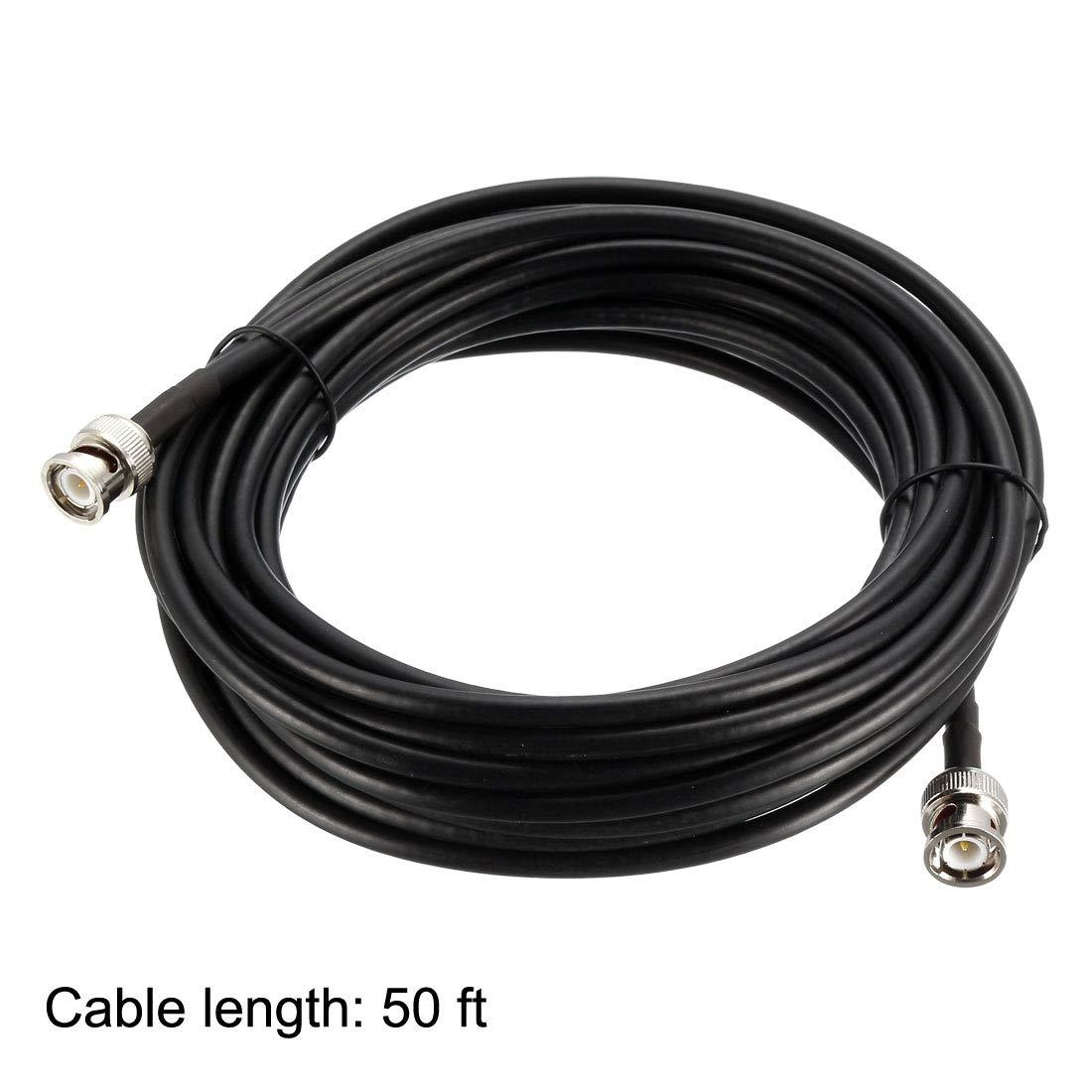 sourcing map BNC Male to BNC Male Coax Cable RG58 Low Loss RF Coaxial Cable 50 Ohm 50 Ft 3