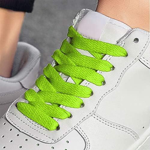 FILWO Shoe Laces Flat Trainer Shoelaces - Flat Trainer Shoes Laces Working Shoelaces Replacements, Sneakers Lace Men Women Adults Kids Laces Neon Green 100 CM 1Pairs 3