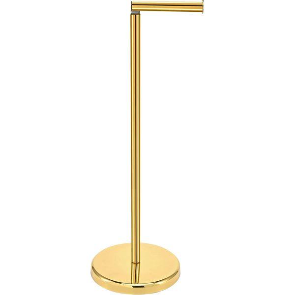 TeinJaen Toilet roll Holder Free Standing Gold with Heavy Floor,19 x19 x55cm,for Bathroom,Stainless Steel Gold 0