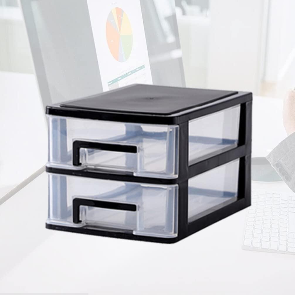 Drawer Cosmetics Organizer 2 Drawers Storage Unit Plastic Storage Drawers, Desktop Drawer Organiser Storage Tower Unit for Home, School, Office, Bedroom & Living Room 1