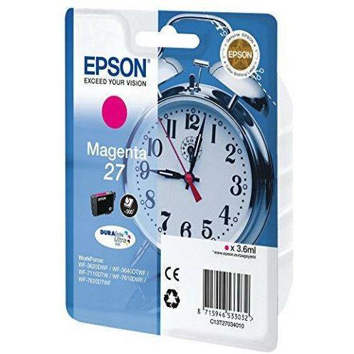Epson C13T270340102 Alarm Clock No.27 Series Ink Cartridge, Magenta, Genuine 1
