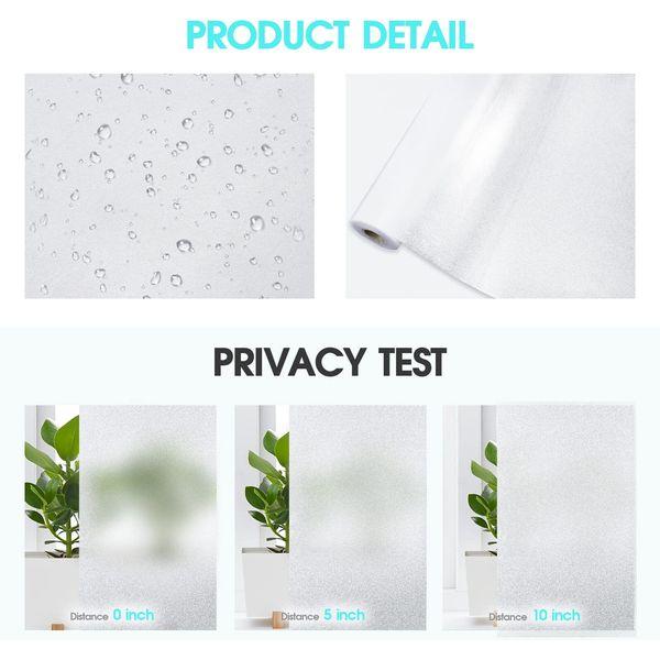 ouyili Frosted Glass Window Film Static Clings Removable Non Adhesive, Add Privacy and Style to Your Windows, Anti-UV Heat Control Sun Blocking not Affect Natural Light Enter (44.5 cm×400 cm) 1