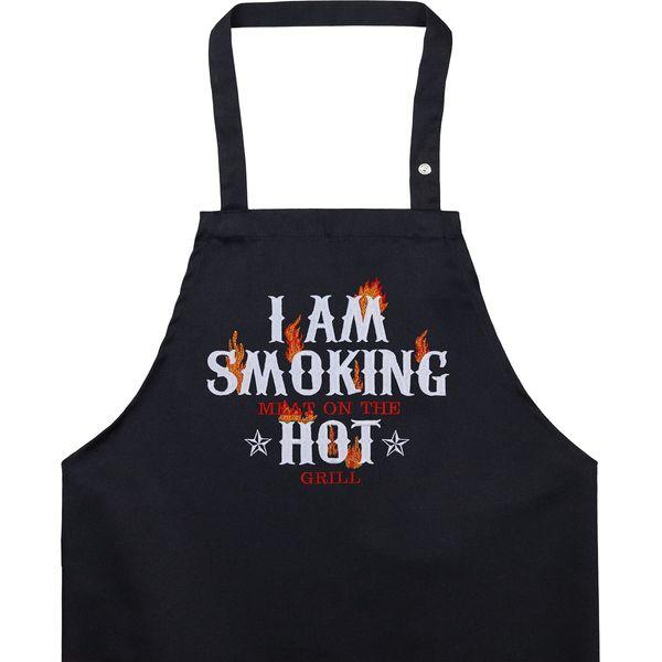 EXPRESS-STICKEREI Cooking apron unisex Adjustable Kitchen Aprons with Pocket | adjustable neck strap (I am smoking hot - Grillschürze)