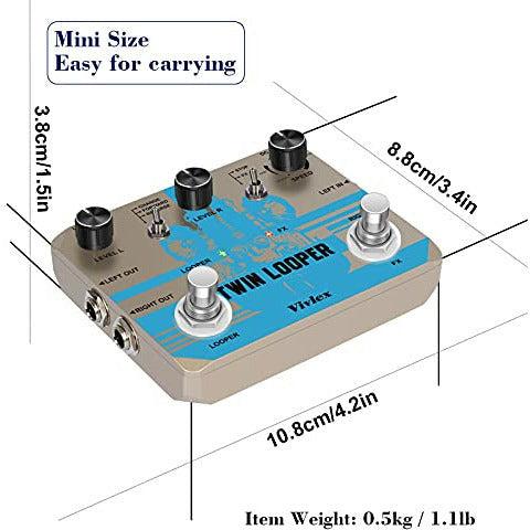 Vivlex Twin Looper Loop Station Guitar Pedal Mini Loop Recording for Electric Guitar Bass, 10 Minutes of Looping, Unlimited Overdubs 1