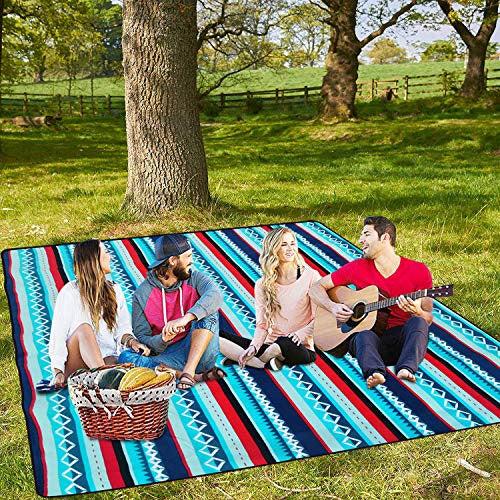 HUSTUNG Picnic Blanket,Large Picnic Blanket 200 x 200 cm, Picnic Blanket Waterproof with 3 Layers Material, Outdoor Picnic Blankets Beach Blanket for Picnic,Beach, Park - Thicker, Foldable(MZF) 4
