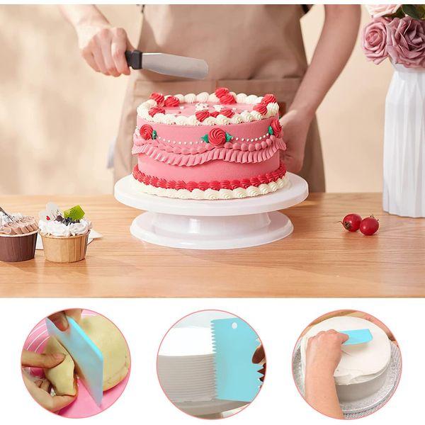 Cake Decorating Turntable, Gyvazla Cake Decorating Equipment, Cupcake Decorating Kit Supplies Rotating Turntable, Coupler, Frosting, Piping Bags and Tips Set, Icing Spatula, Pastry Tool, Cake Scrapers 2