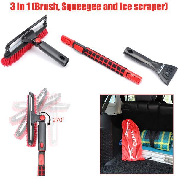 COFIT Car Snow Brush Extendable 100cm, Detachable Snow Removal Broom with Squeegee Ice Scraper Heavy-Duty for Car Truck SUV MPV Windshield Windows 2