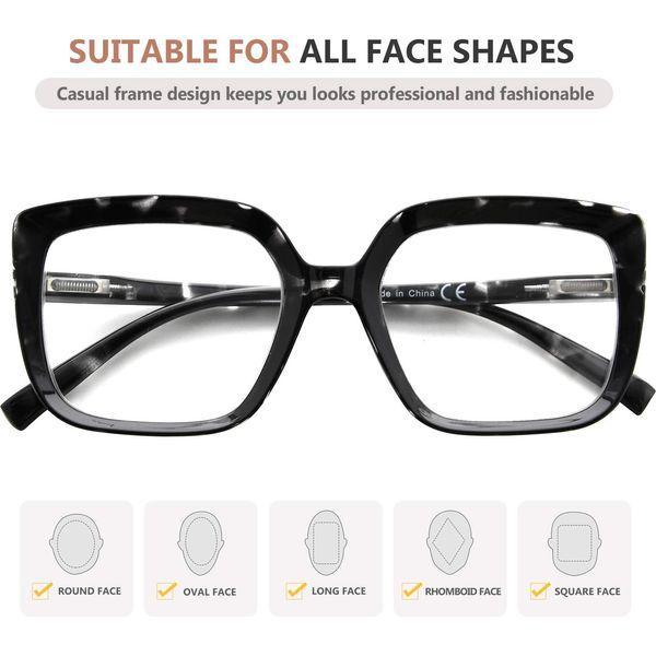 Eyekepper Reading Glasses for Women Large Frame Readers Eyeglasses Oversize - Black/Tortoise +2.25 4