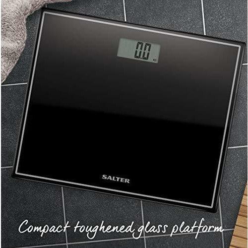 Salter Compact Digital Bathroom Scales - Toughened Glass, Measure Body Weight Metric / Imperial, Easy to Read Digital Display, Instant Precise Reading w/ Step-On Feature - Black 3