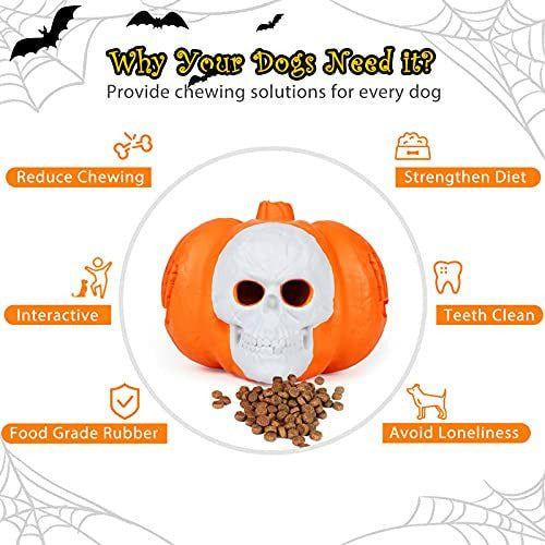 G.C Dog Chew Toys Indestructible for Aggressive Chewers, Durable Tough Dog Toys for Large Dogs Interactive Rubber Halloween Pumpkin Skull Dog Toy for Puppy Medium Small Dogs 1