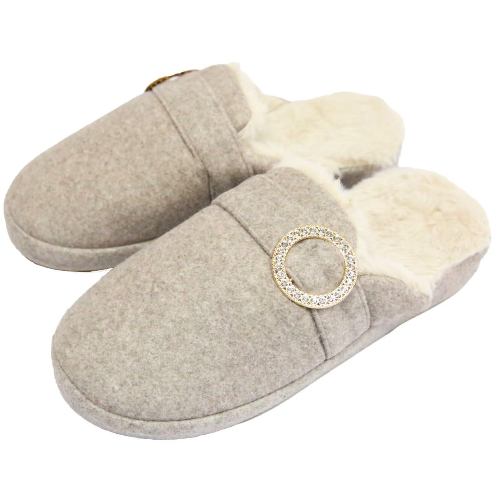 CORIFEI Slippers for Women Arch Support House Slip On with Fluffy Insole