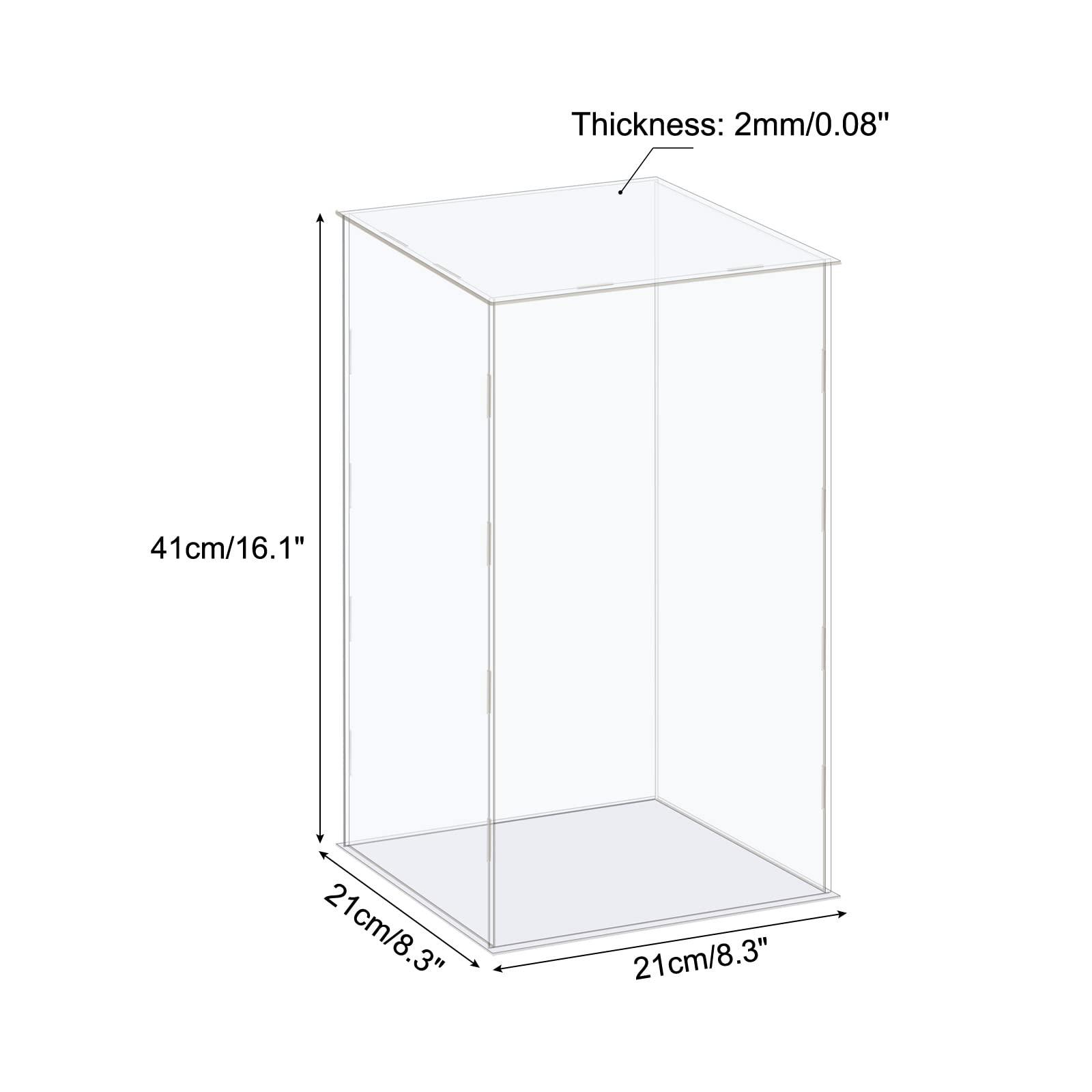 sourcing map Acrylic Display Case Box Clear Dustproof Protection Showcase 21x21x41cm for Collectibles Display 1