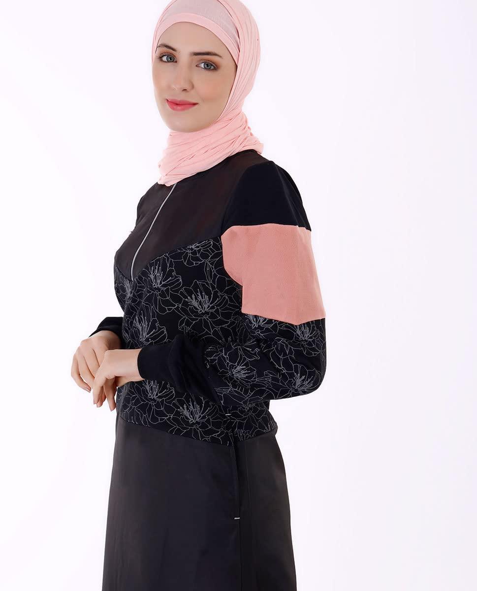 Silk Route Black Floral Print Jilbab XLarge 58 2