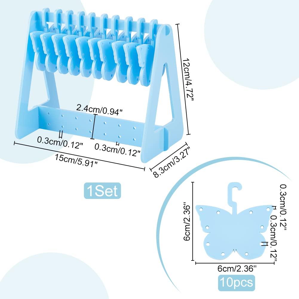 PH PandaHall 116 Holes Earring Organizer with Mini Hangers Butterfly Hanger Earring Holder Stands for Selling Earring Hanging Acrylic Ear Studs Display Rack for Retail Show Exhibition Blue 1