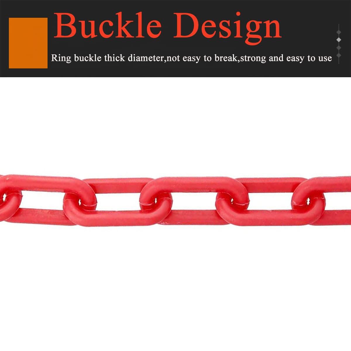 MACHSWON 10m x 10mm Plastic Chains Barrier Safety Plastic Chain Warning Post Road Cone Chain Isolation Chains for Transportation Facility,Decorative Garden Fence Red 3