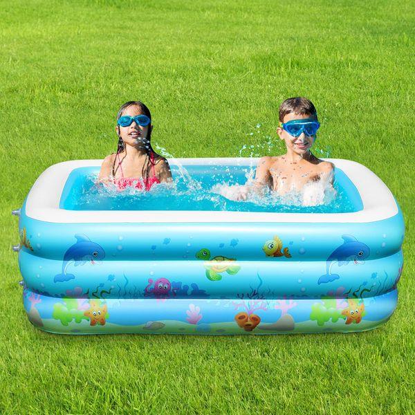 Ucradle Paddling Pool for Toddlers Kids,Rectangle Inflatable Swimming Pool for Kids,Baby Paddling Pool for Garden Backyard Outdoor,Easy to Inflate,150 cm x 106 cm x 48 cm 1