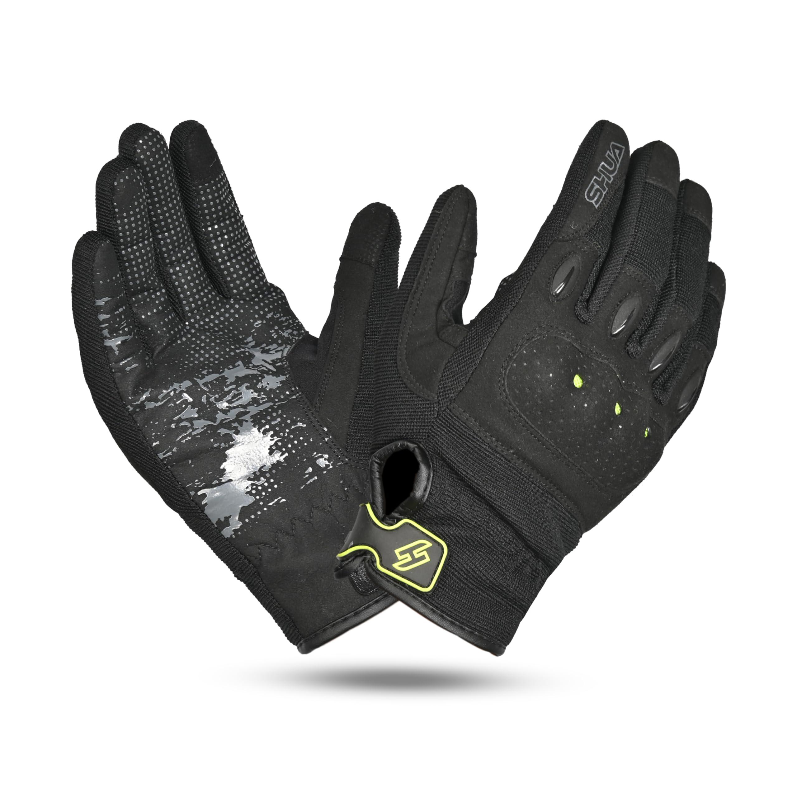 MAXIMO-MOTO MaximoMoto Motorcycle Gloves Mens, Motorbike Gloves Mens, Karting, Racing, Cycling, Motocross Gloves, Carbon Fiber knuckles, and Clarino Palm Protection (Black Yellow Flouro, XS)