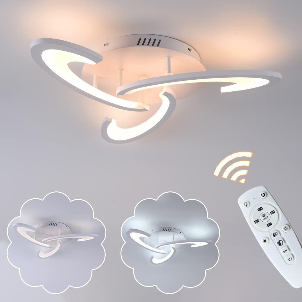 GreeLustr LED Ceiling Lights with Remote Control, Geometric Design Dimmable Modern Chandelier Ceiling Lamp, White Acrylic Panel Chandelier for Kitchen Bedroom Office Corridor