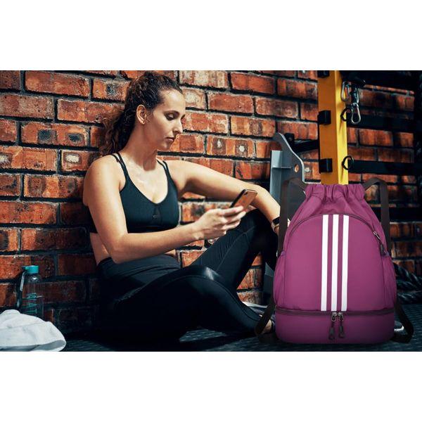 FAVORTALK Yoga Bag Gym Bag Swimming and Sport Sack Glow Lightweight Black String Gifts Drawstring Bag, Purple 18006 4