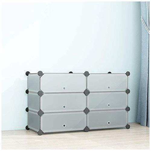 SIMPDIY Portable Shoe Rack Storage Organizer Shoe Box Storage System with Doors, Shoes,Accessories - Translucent (2x3 cubes 93x37x55cm/37x15x22In) 0