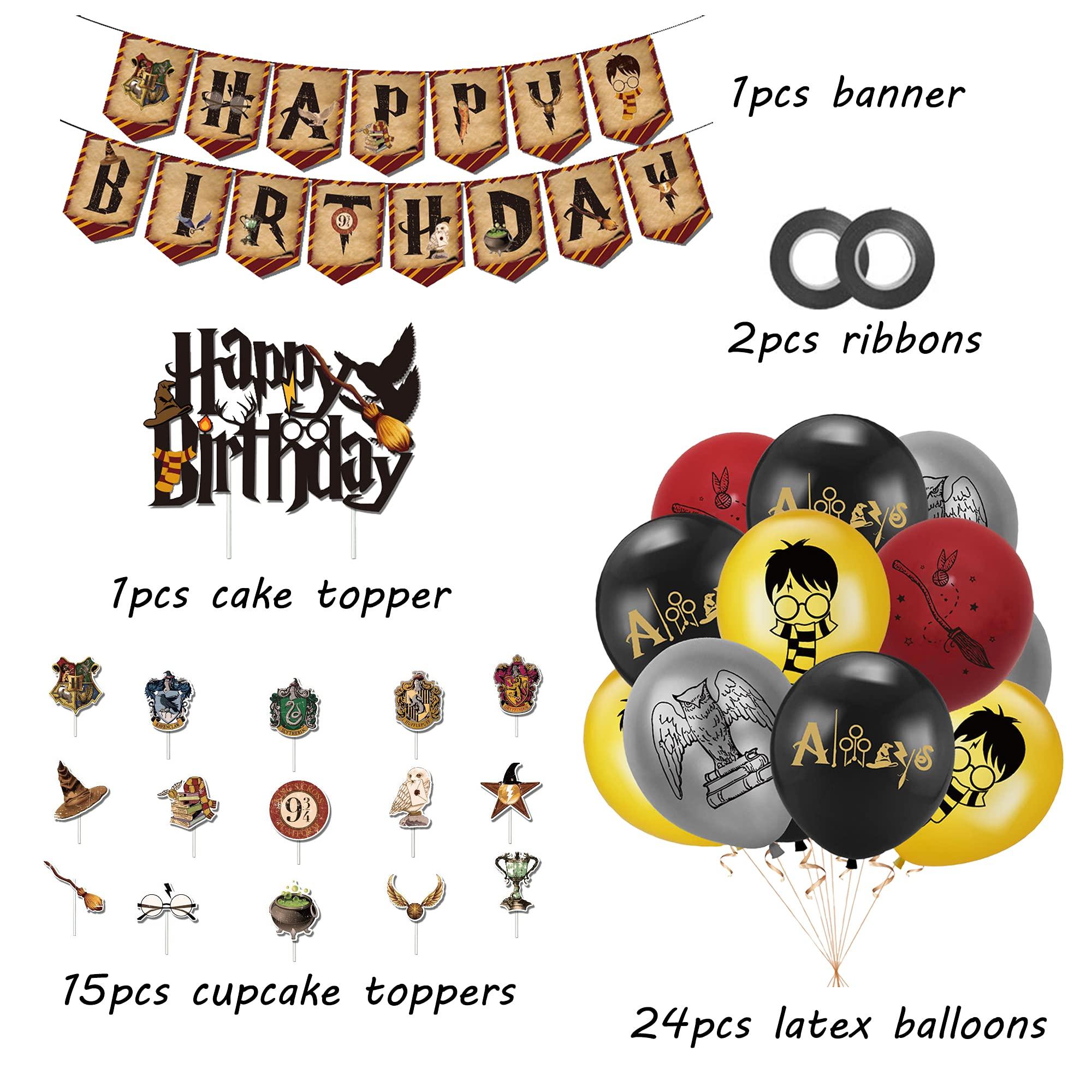 Birthday Decorations Wizard Balloons Happy Birthday Banner Cake Decorations Cupcake Toppers for Kids Wizard Theme Birthday Party Decorations 1