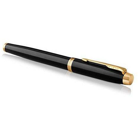Parker IM Fountain Pen | Black Lacquer with Gold Trim | Medium Nib with Blue Ink Refill | Gift Box 3