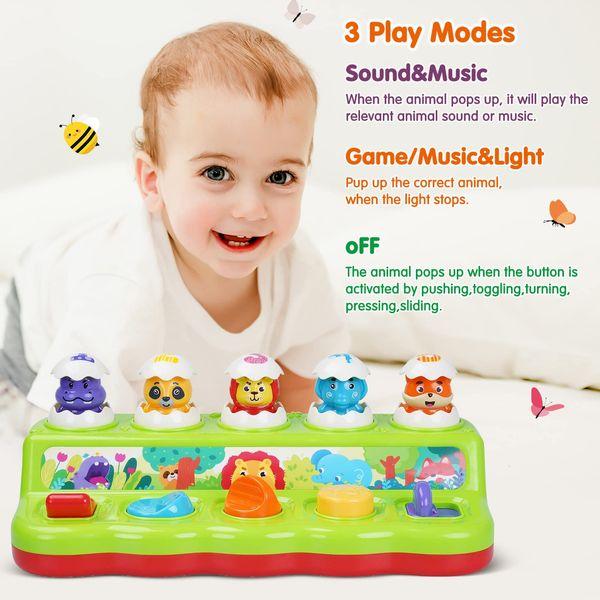 VATOS Baby Montessori Toys for 6 12 18 Months Toddlers - Musical Animals Pop Up Toy for 6 to 12 Months 1 Year Old Toddlers Boys Girls, Baby Interacticve Learning Educational Infant Toys Gifts 2