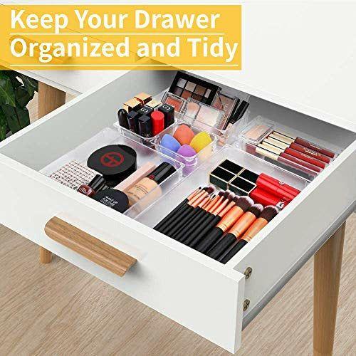 Yibaodan 21 Pack Desk Drawer Organizer Trays, Drawer Dividers Make Up Organizers and Storage Acrylic Clear Organization Bins Storage BoxMake-up Organiser for Kitchen Bedroom Office 3