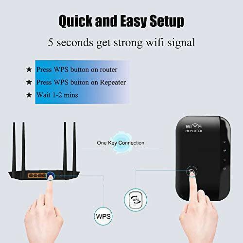 YONETO WiFi Signal Extender,300Mbps Wireless Internet Signal Booster Wi-Fi 2.4GHz Network Blast,wifi cover wide range, WiFi Signal Amplifier Supports RP/AP Mode,Black 1