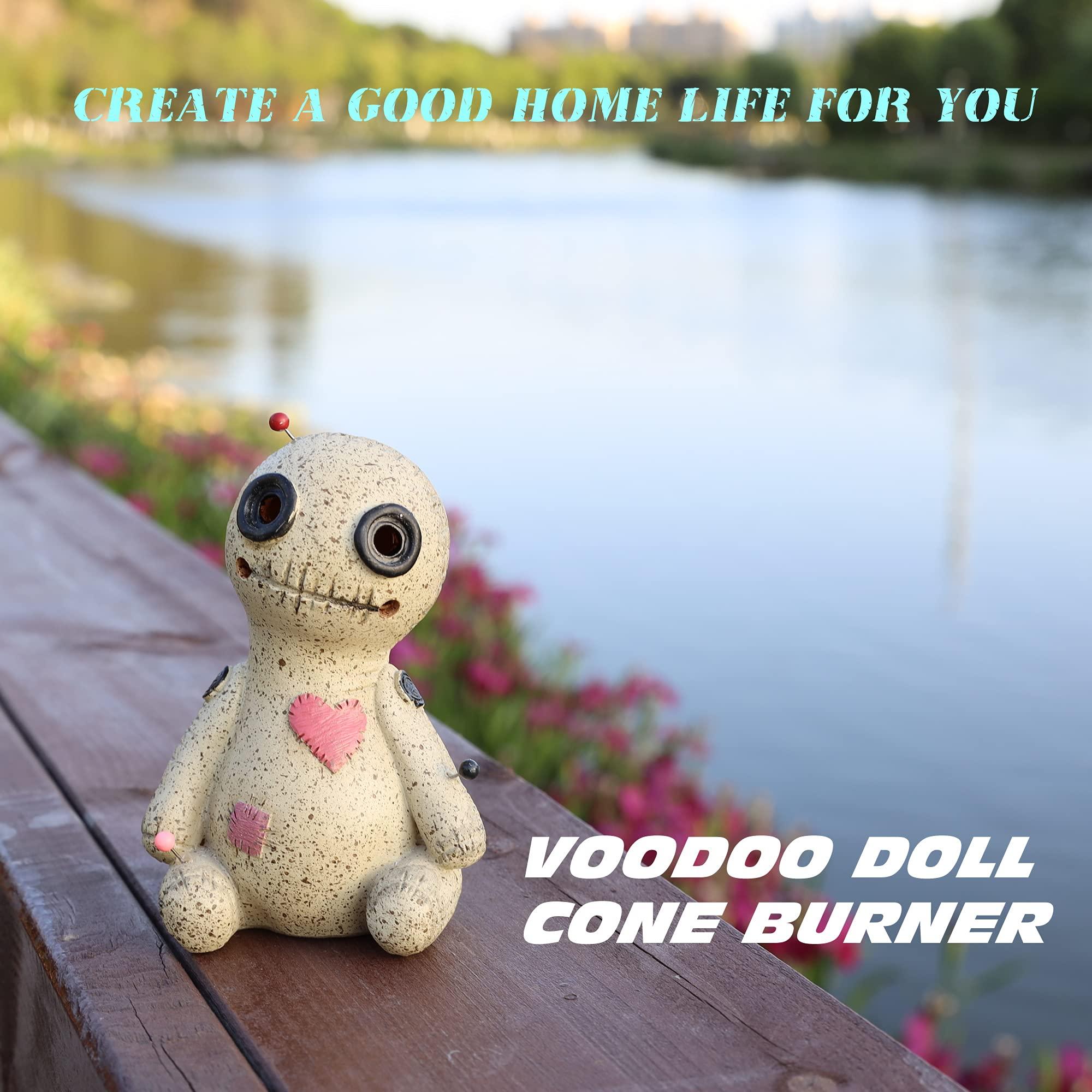 Voodoo Doll Cone Burner, Smoke Coming Out of The Eyes and Corners of The Mouth, Voodoo Doll Incense Burner Desktop Resin Ornament for Yoga Room, Ornament Handmade Craft for Home Decoration(Right) 4