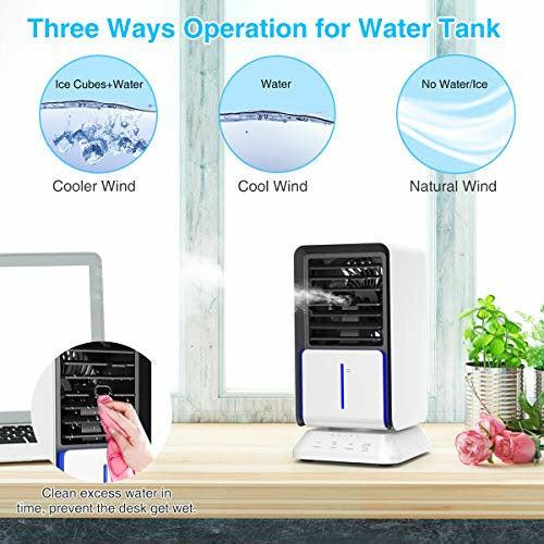 Personal Air Cooler, Infray Portable Oscillating Air Conditioner Desk Fan Mini Evaporative Cooler, Mist Humidifier, Air Circulator Desktop Space Cooler with Timer Function for Home Office Bedroom 3