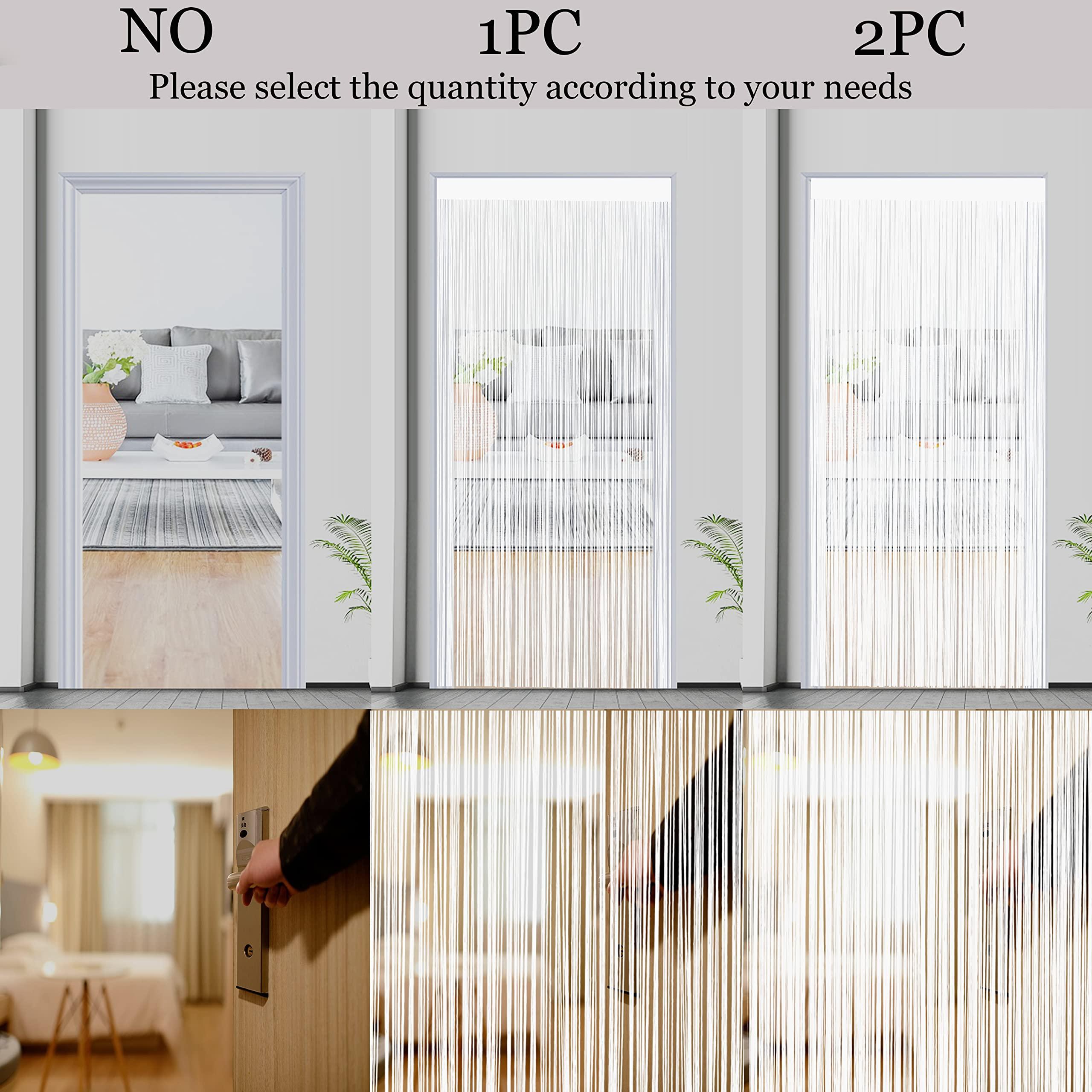 QiBoYuYe Door Curtains Fly Screen Curtain For Window String Flies Doors Decorations Room Dividers Doorways Panel Bedroom Living Closet Door Drapes (White 90x200cm) 4