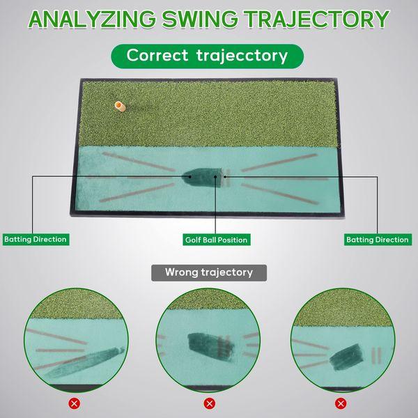 CROSSFINGERS Golf Hitting Mat with Ball Tray & TPE Base, 25" X 13" Portable Golf Training Mat for Backyard with Fairway & Rough Turf, A Great Golf Practice Mat for Driving/Hitting/Chipping Indoor 4