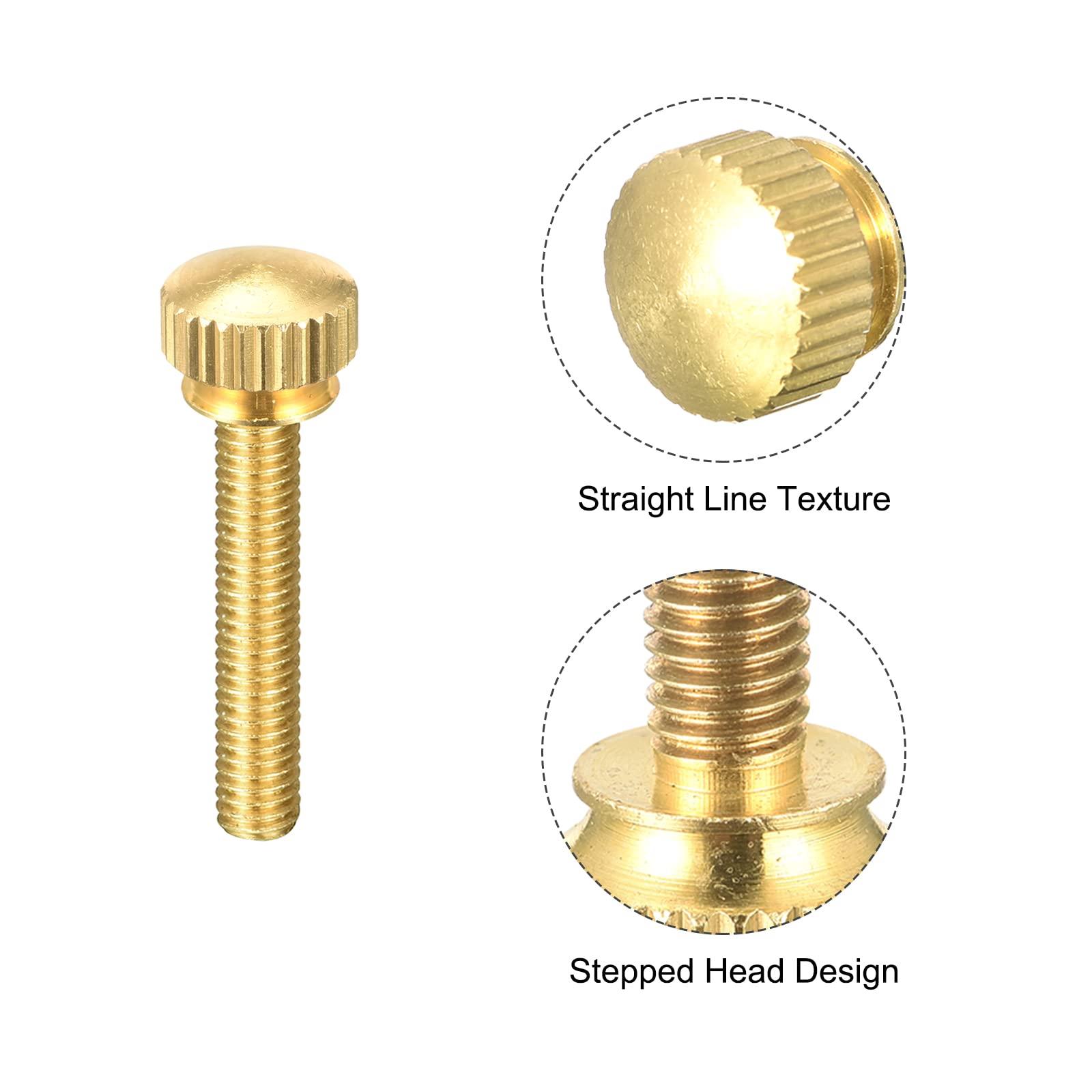 sourcing map 5Pcs Knurled Thumb Screws, M5x25mm Brass Shoulder Bolts Stepped Grip Knobs Fasteners for PC, Electronic, Mechanical 7