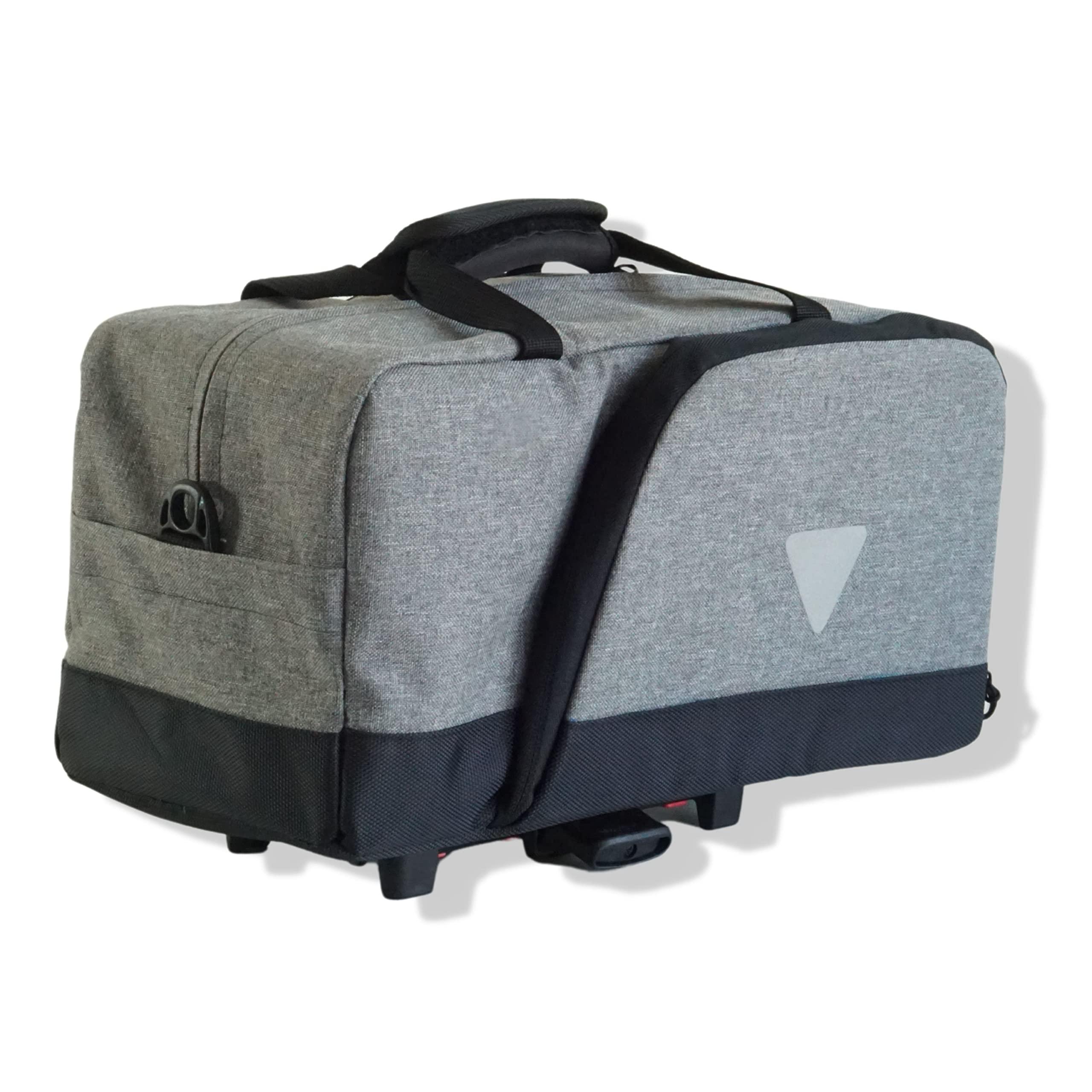 Vincita Nash Bike Trunk Bag - Universal Quick-Release Fit All Rear Racks with Expandable Panniers - Bicycle Commuter Bag Suitable for All Bicycles (Gray)