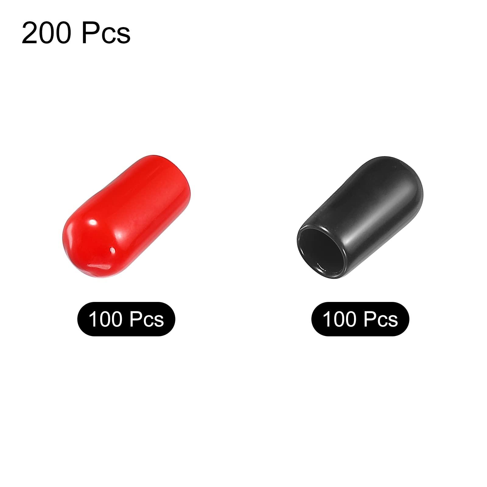 sourcing map 200pcs Rubber End Caps Cover Assortment 6mm PVC Vinyl Screw Thread Protector for Screw Bolt Black Red 2