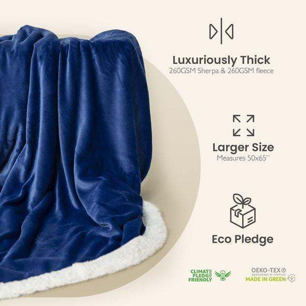 Everlasting Comfort Plush Sherpa Fleece Blanket - 2 Sided, Reversible Warm, Thick, Comfy, Soft Throw (127x165cm) 2