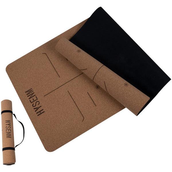 HYSENM Cork Yoga Mat Non Slip Sweat Resistant Exercise Mat with Carrying Bag Sustainable Natural Cork Mat for Yoga