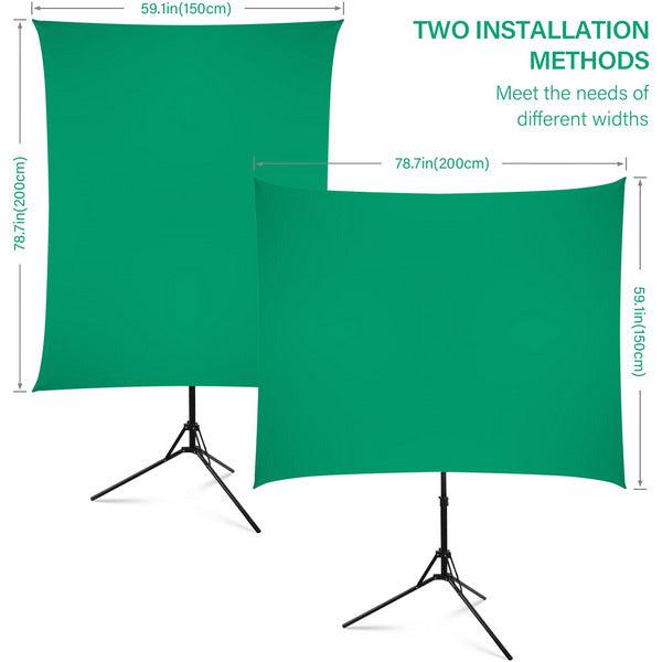 Green Screen with Stand for Photography, Foccalli Portable Backdrop Stand Kit with Chromakey Muslin Background for Meeting YouTube Video Streaming Gaming 2