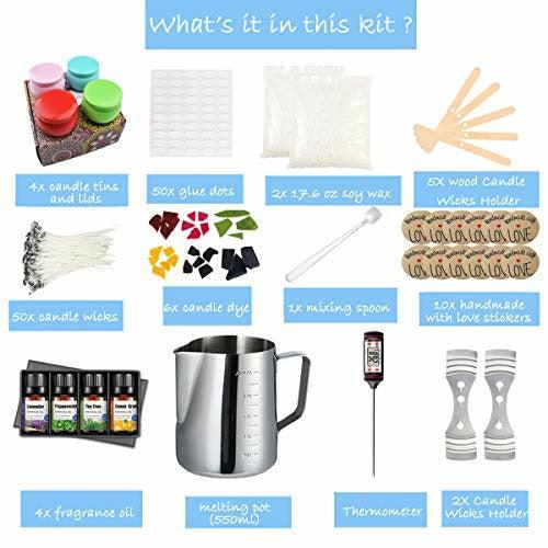 New Complete Candle Making Kit Supplies Including Boiler Pot, Soy Wax, Wicks, Tins, Thermometer & More Perfect for Making DIY Candles 1