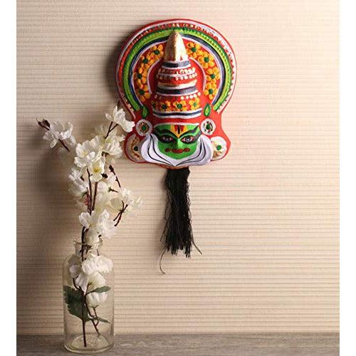 Itiha Kathakali Mask Ethnic Wall Hanging Ornament/Indian Handicraft/Door Hanging Ornament/Decorative ornament/Wooden Showpiece (27 cm*20 cm) 1