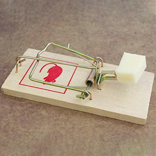 Relaxdays Set of 12 Mousetraps Classic Mice Trap Reusable No Poison Animal Trapping Metal Hanger Wooden Natural 2