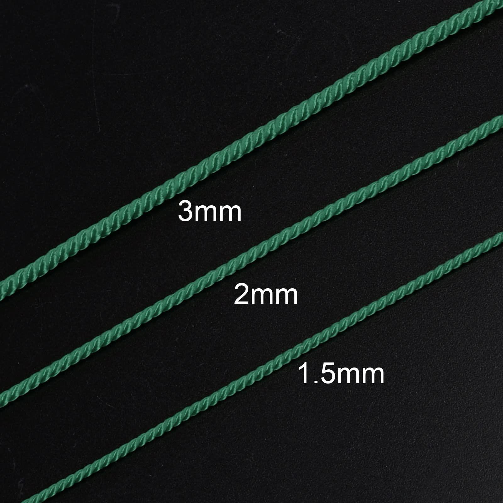 sourcing map 2pcs Twisted Nylon Twine Thread Beading Cord 3mm 7M/23 Feet Extra-Strong Braided Nylon String for Crafting Bracelets Jewelry Making, Turquoise Green 3